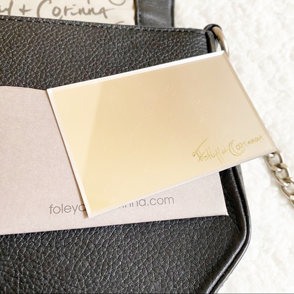 Foley + Corinna Plated Mini Leather Chain Crocodile Small Crossbody Bag Black - Picture 14 of 16